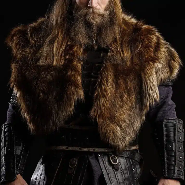 Cape en fourrure Viking médiévale homme - Marron