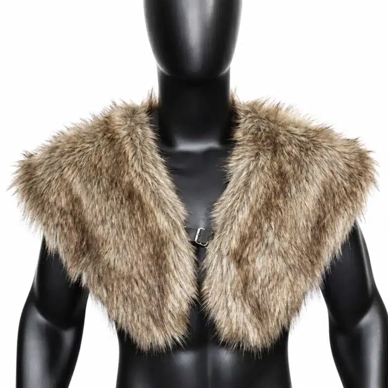 Cape en fourrure Viking médiévale homme - Beige